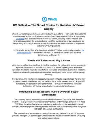 UV Ballast — The Smart Choice for Reliable UV Power Supply (2)