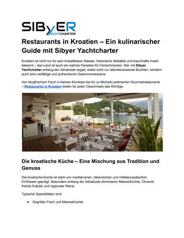 Restaurants in Kroatien – Ein kulinarischer Guide mit Sibyer Yachtcharter