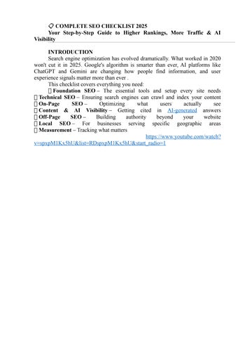 ? COMPLETE SEO CHECKLIST 2025