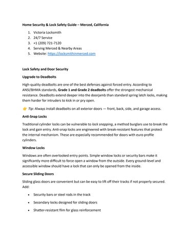 Home Security & Lock Safety Guide – Merced, California by Athar Jan - Issuu