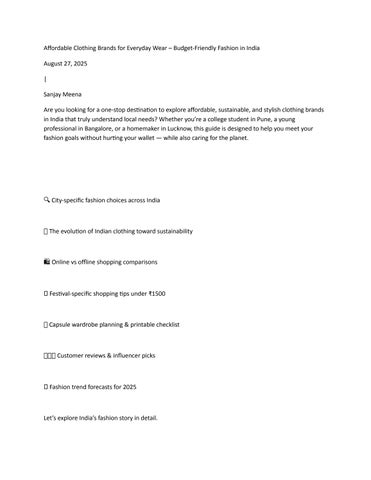 Affordable Clothing Brands for Everyday Wear – Budget-Friendly Fashion in India