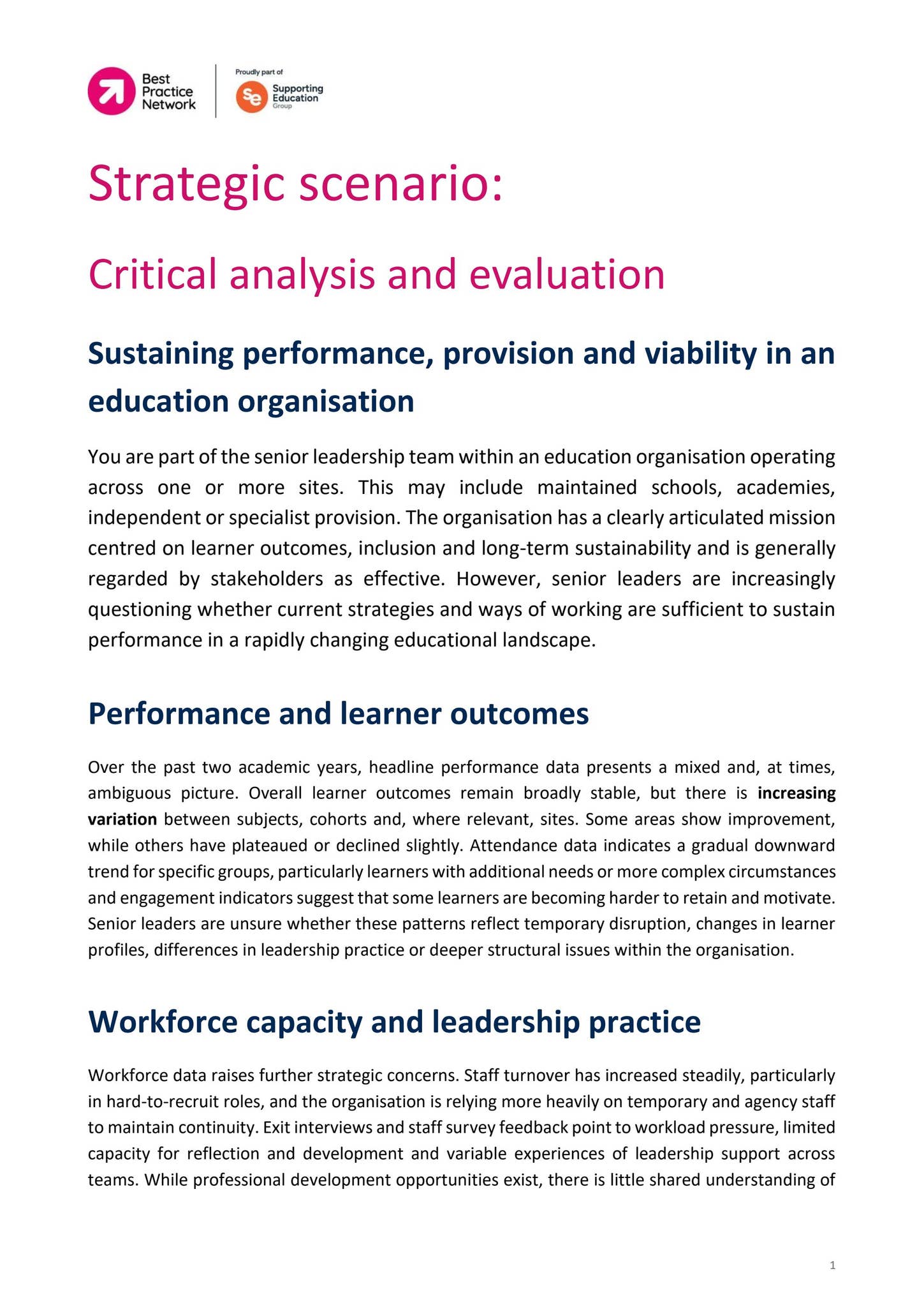 Strategic scenario for ciritical analysis and evaluation by Best ...