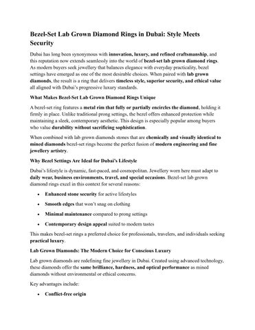 Bezel-Set Lab Grown Diamond Rings in Dubai Style Meets Security