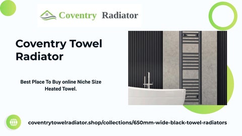 650mm Wide Black Towel Radiator