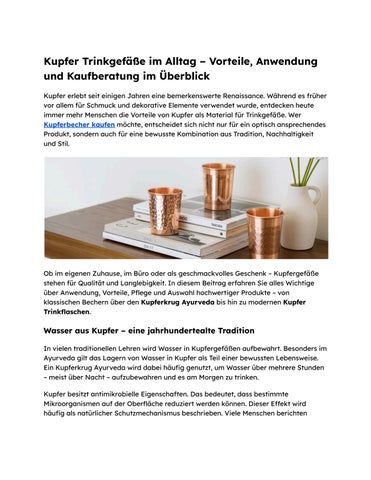 Kupfer Trinkgefäße im Alltag