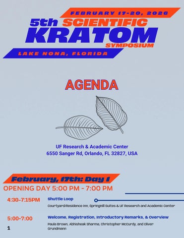 Fifth Scientific Kratom Symposium Agenda