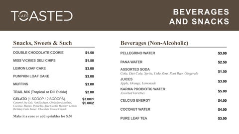 Toasted Café  Menu