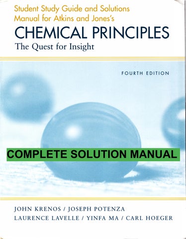 Study Guide and Solutions Manual for Chemical Principles 4th Edition  John Krenos, Joseph Potenza, L