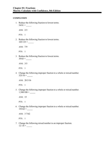 Test Bank for Gray Morris Calculate with Confidence, 8th Edition