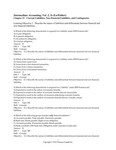 Test Bank for Intermediate Accounting, Volume 2, 4th Edition By Kin Lo, George Fisher