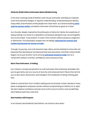 Shells by Shaili_ Where Swimwear Meets Mindful Living