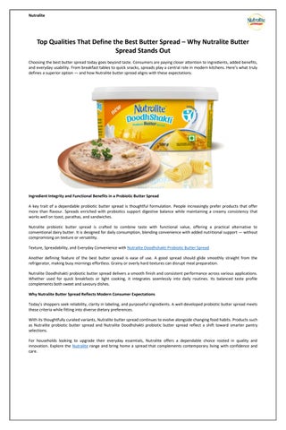 Top Qualities That Define the Best Butter Spread – Why Nutralite Butter Spread Stands Out