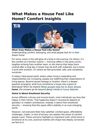 What Makes a House Feel Like Home? Comfort Insights