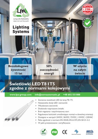 LPA – świetlówki LED T8 i T5 zgodne z normami kolejowymi