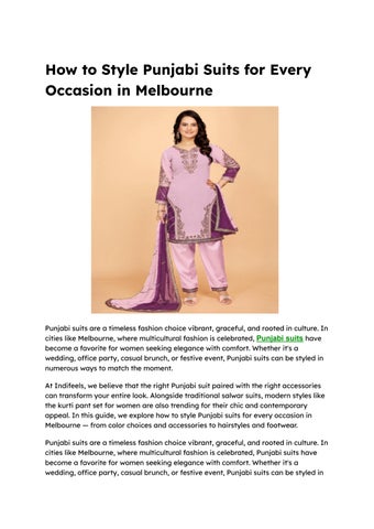 How to Style Punjabi Suits for Every Occasion in Melbourne