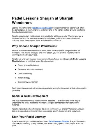 Padel Lessons Sharjah