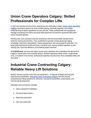 Union Crane Operators Calgary_ Skilled Professionals for Complex Lifts