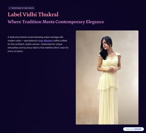 Vidhi Thukral: Redefining Ethnic Wear with Indo-Western Elegance