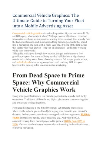 Commercial Vehicle Graphics- The Ultimate Guide to Turning Your Fleet into a Mobile Advertising Asse
