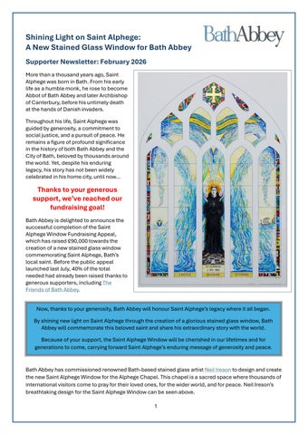 Saint Alphege Window Appeal Supporter Newsletter: February 2026