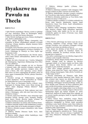 Kinyarwanda - The Acts of Paul and Thecla