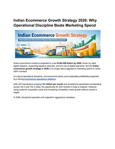 Indian Ecommerce Growth Strategy 2026: Why Operational Discipline Beats Marketing Spend