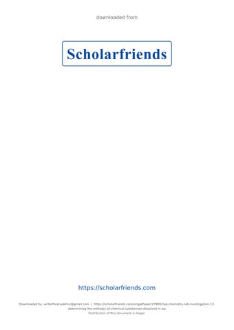 AP Chemistry Lab Investigation #12: _Determining the Enthalpy of Chemical Substances Dissolved in Wa