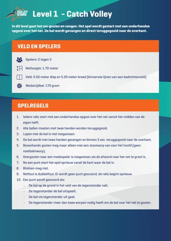 Volleystars spelregelkaart Level 1