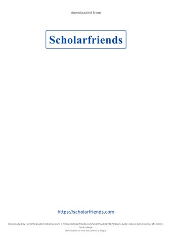 Study Guide > Natural Selection: BIO 151. Henry Ford College .