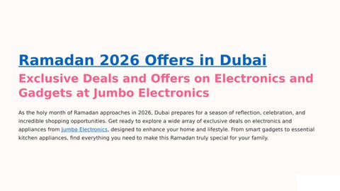 Ramadan Offers in Dubai 2026: Best Ramadan Sale in Dubai UAE - Jumbo Electronics