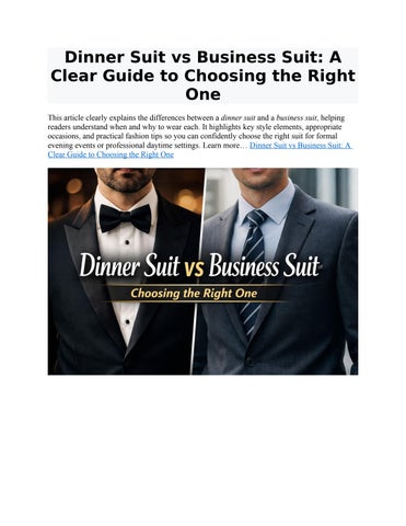 Dinner Suit vs Business Sui1