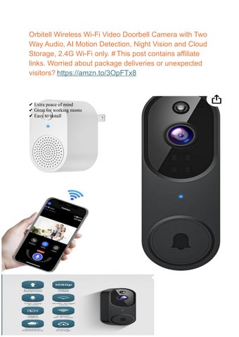 Orbitell Wireless Wi-Fi Video Doorbell Camera with Two Way Audio, AI Motion Detection, Night Vision 