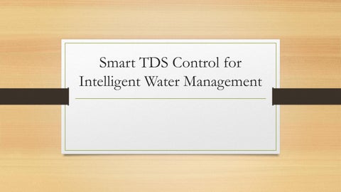 Smart TDS Control for Intelligent Water Management