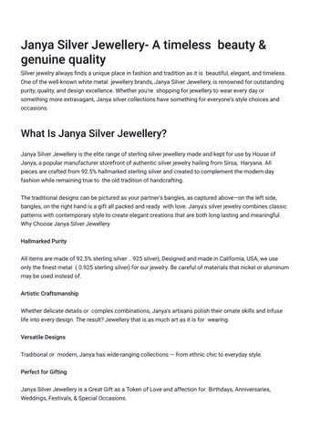 Janya Silver Jewellery – Pure 925 Sterling Designs