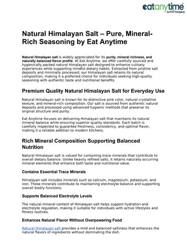 Pure Natural Himalayan Salt by Eat Anytime – Mineral-Rich & Unrefined Goodness