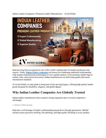 Indian Leather Companies | Premium Leather Manufacturer – Avish Global