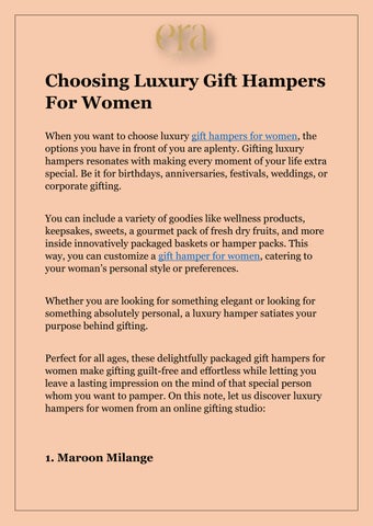 Choosing Luxury Gift Hampers For Women era luxe