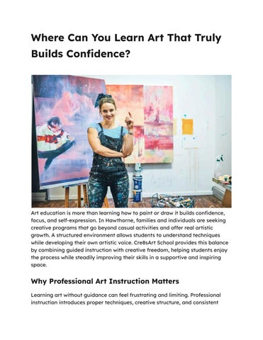 Where Can You Learn Art That Truly Builds Confidence