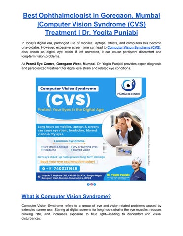 Best Ophthalmologist in Goregaon, Mumbai _Computer Vision Syndrome (CVS ...