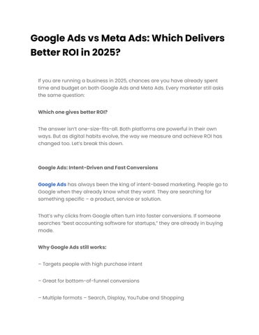 Google Ads vs Meta Ads: Which Delivers Better ROI in 2025?