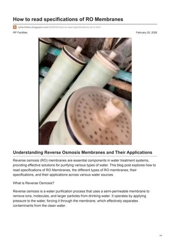 How to read specifications of RO Membranes