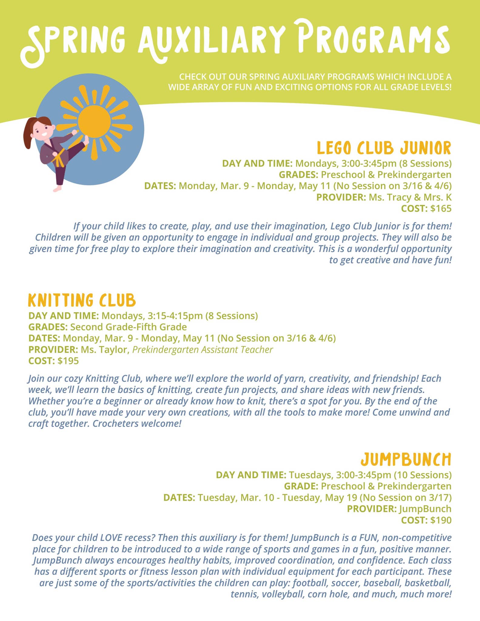 Spring Auxiliary Programs Flyer 2026 by stannesschoolofannapolis - Issuu