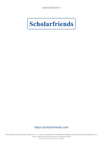 ASSIGNMENT > Burger-King-Bangladesh North South University MKT 202. Introduction to Marketing, MKT20