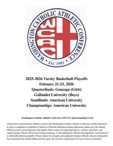 WCAC Basketball Tournament Program (2026)