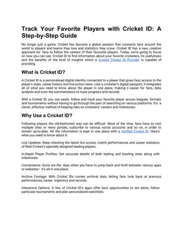 Track Your Favorite Players with Cricket ID