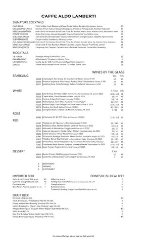 Caffe Aldo Lamberti - Drink List