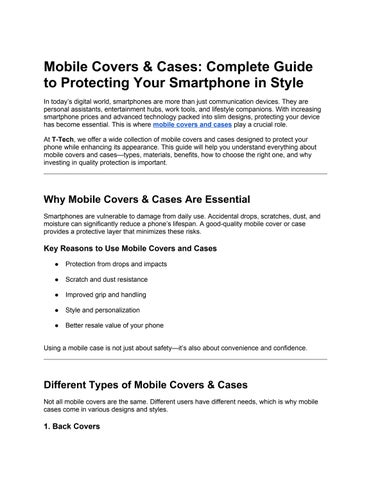 Mobile Covers & Cases_ Complete Guide to Protecting Your Smartphone in Style