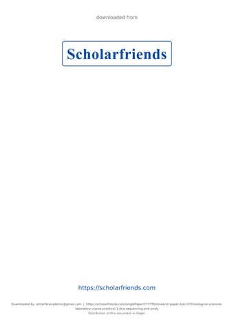 Research Paper> BIOL1133 Biological Sciences Laboratory Course. Practical 1 DNA Sequencing and Analy