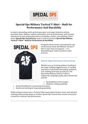 Special Ops Military Tactical T-Shirt – Built for Performance And Durability
