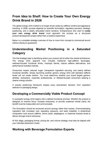 From Idea to Shelf: How to Create Your Own Energy Drink Brand in 2026